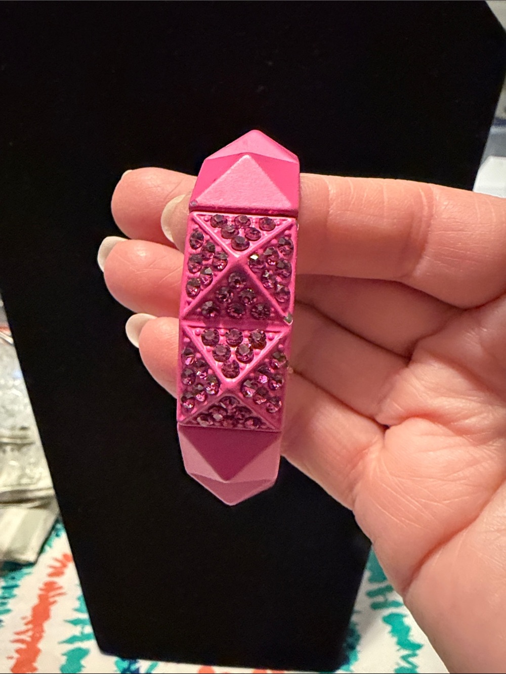 Vintage Pink Studded Gem Stretch Bracelet